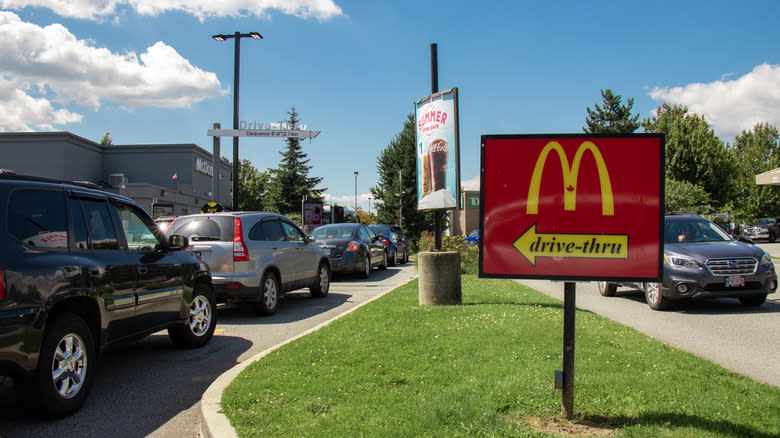 Mcdonalds drive thru line outside