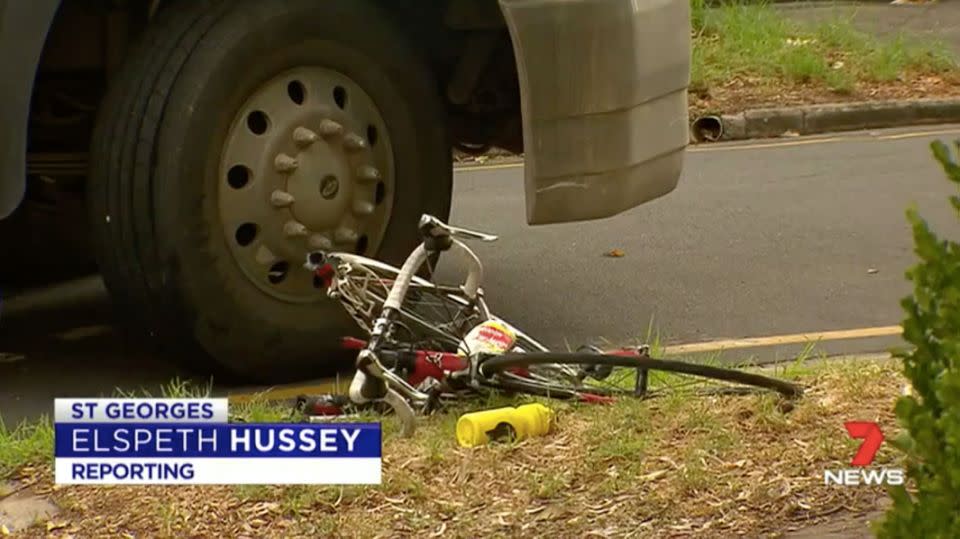 A cyclist collided with a truck in Adelaide on Thursday morning. Source: 7 News