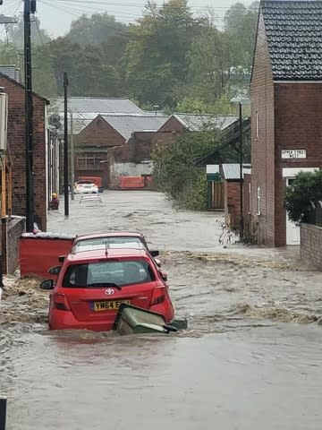 A car submerged in water in Chesterfield 