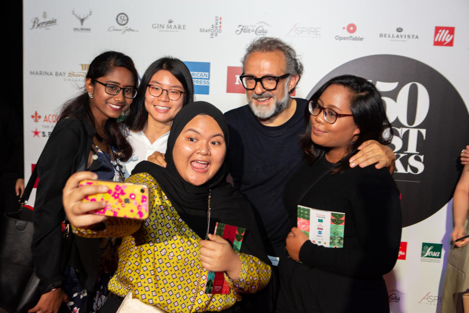 Chef Massimo Bottura poses with eager fans. (PHOTO: The World's 50 Best Restaurants 2019)