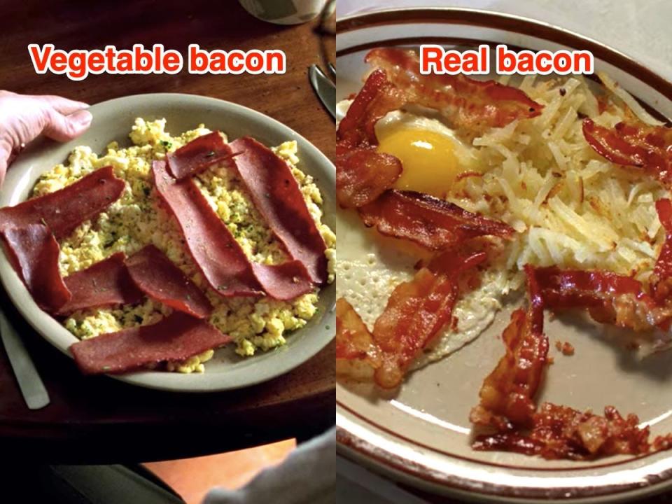 Bacon breakfast platters on AMC's "Breaking Bad."