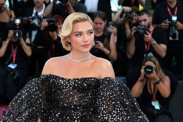 florence-pugh-dont-worry-darling-drama.jpg "Don't Worry Darling" Red Carpet - 79th Venice International Film Festival - Credit: Elisabetta A. Villa/Getty Images