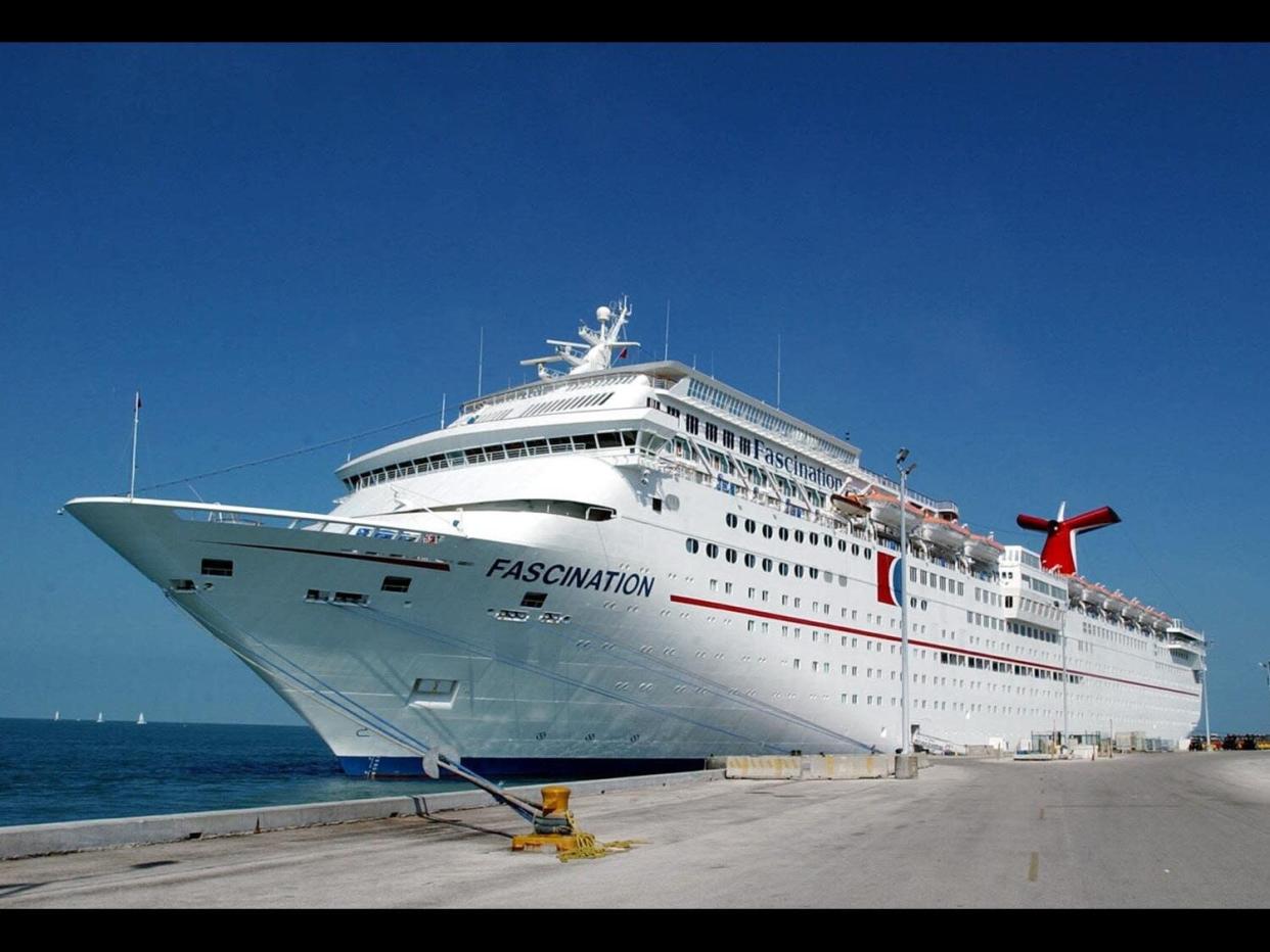 Carnival Cruise Lines "Fascination" cruise ship, Port of Key West, Florida, photo on black