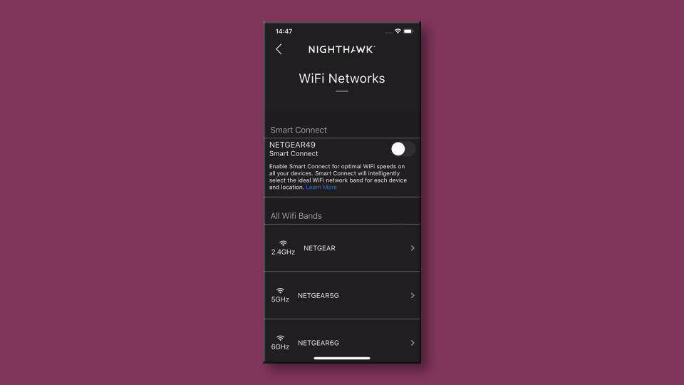 The mobile app interface for the Netgear Nighthawk RS700S