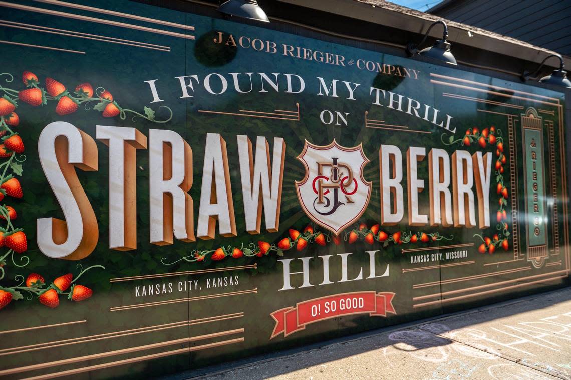 A billboard advertising Strawberry Hill is displayed on the corner of North 6th Street and Central Avenue on Friday, Sep. 30, 2022, in Kansas City, Kansas.