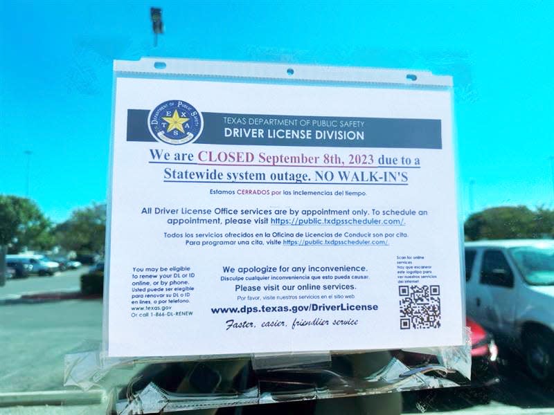 Driver's license offices across Texas have broadly canceled service appointments with customers this week because of problems caused by a Texas Department of Public Safety system update that began over the Labor Day weekend.