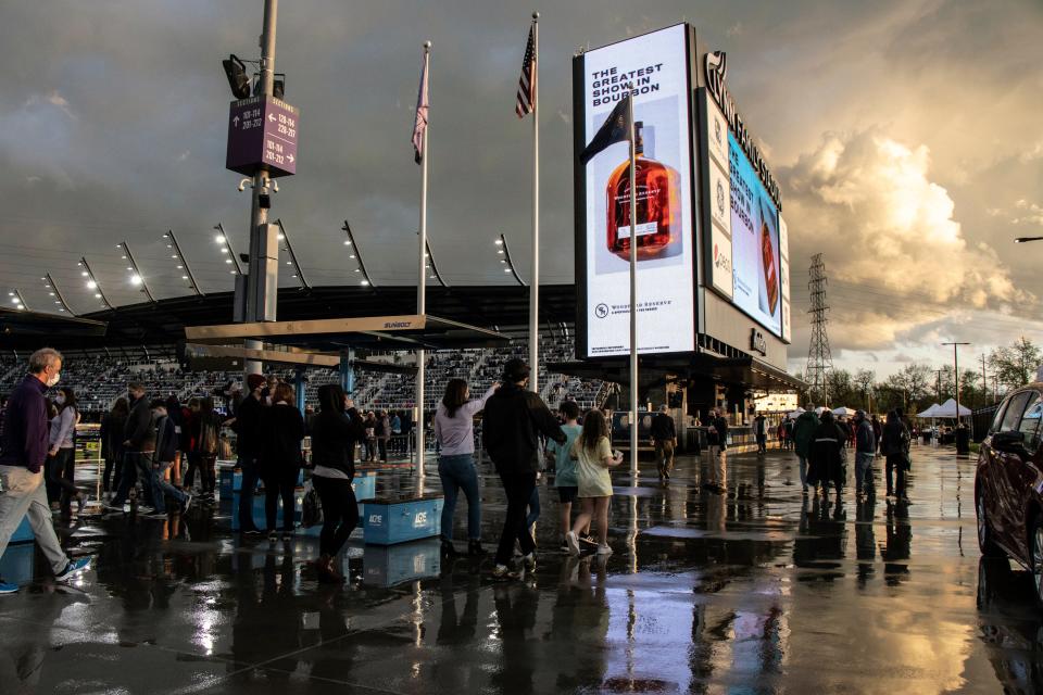 Dramatic skies added to the thrilling debut game of the Racing Louisville FC's at Lynn Family Stadium on Saturday night. 4/10/21