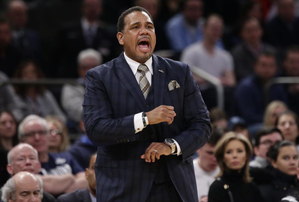 Providence coach Ed Cooley ripped his pants in the Big East Championship game on Saturday. (AP Photo/Frank Franklin II)