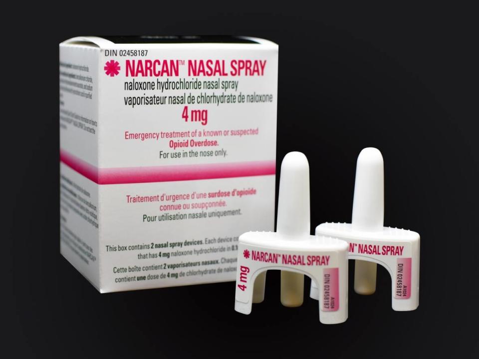 Narcan nasal spray temporarily blocks opioid receptors in the body. They are available at all community health centres, hospitals and community pharmacies across the territory.  (Adapt Pharma Canada - image credit)