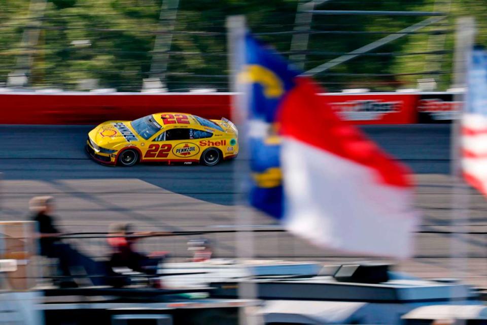 Joey Logano (22) will start the NASCAR Cup Series All-Star Race at North Wilkesboro from the pole.