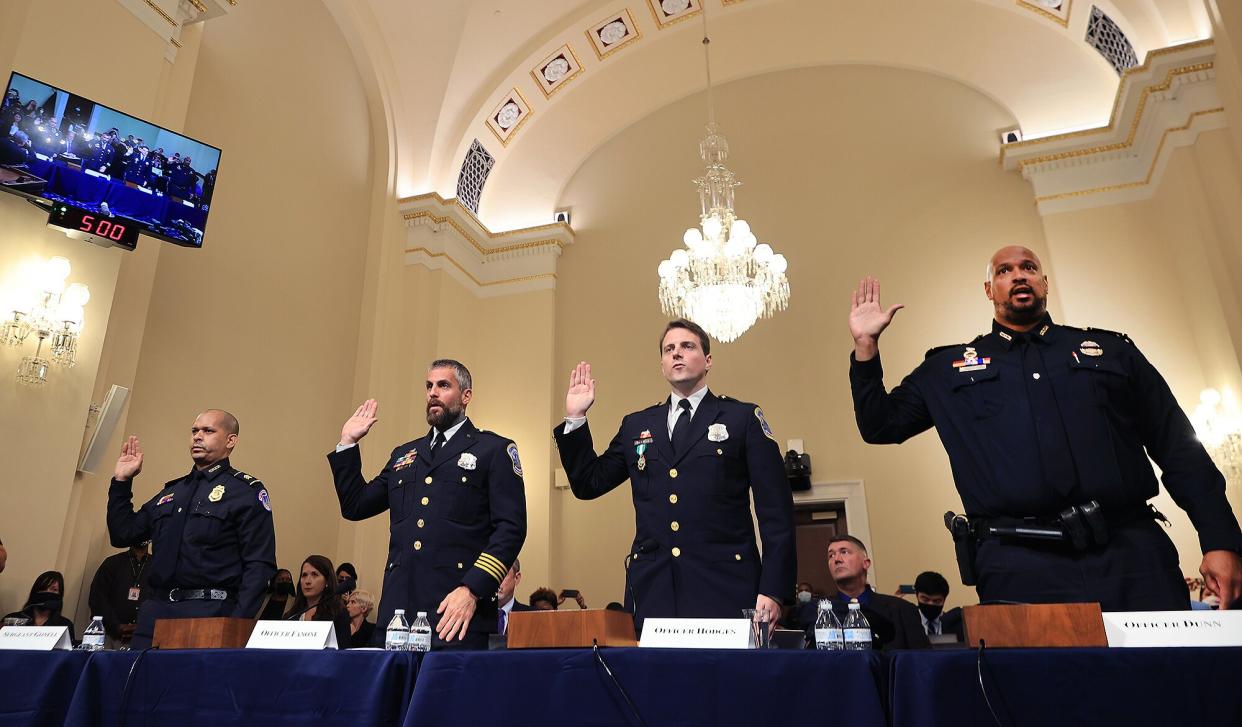 Sgt. Aquilino Gonell, DC Metropolitan Police Department officer Michael Fanone, DC Metropolitan Police Department officer Daniel Hodges and U.S. Capitol Police officer Harry Dunn