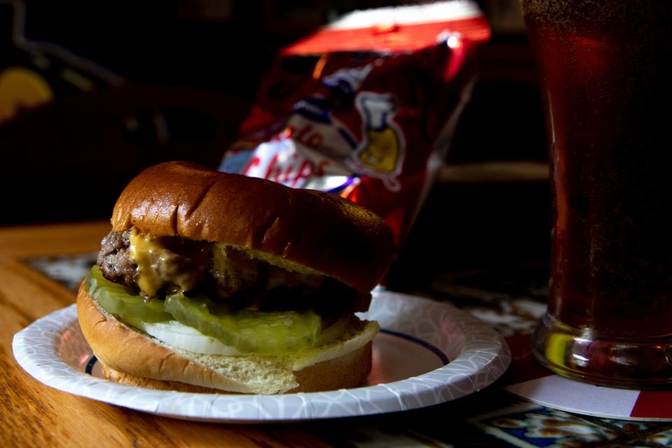 A cheeseburger at Herb & Thelma's Tavern in Covington, Ky., on Thursday, May 12, 2022.