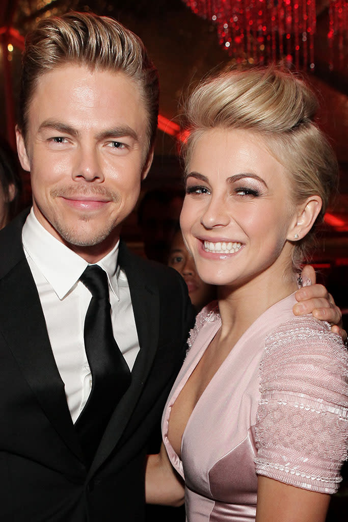Derek Hough and Julianne Hough attend the The Weinstein Company's 2013 Golden Globe Awards after party presented by Chopard, HP, Laura Mercier, Lexus, Marie Claire, and Yucaipa Films held at The Old Trader Vic's at The Beverly Hilton Hotel on January 13, 2013 in Beverly Hills, California.