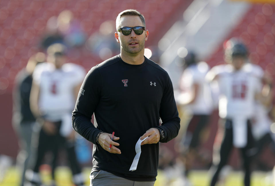 Kliff Kingsbury’s time with USC will be short, as he’s headed to Arizona to become the head coach of the Cardinals. (AP)