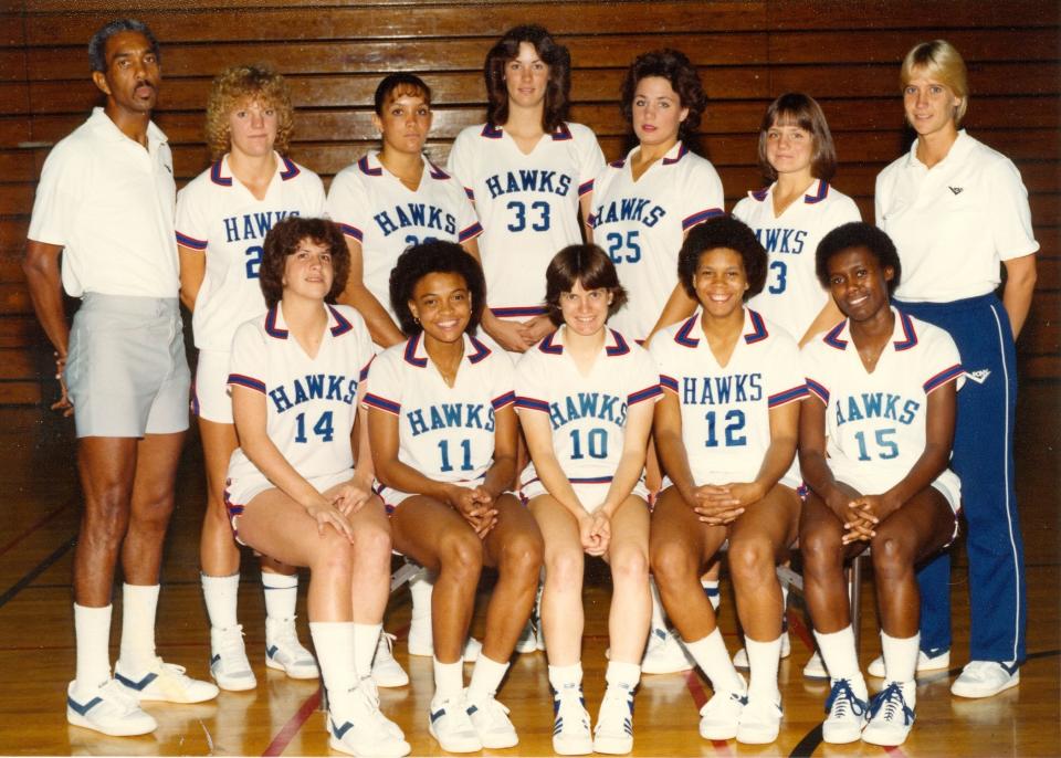 Monmouth's 1982-83 women's basketball team went to the NCAA Tournament, and it would be 40 years until the program did it again Sunday.

Standing (left to right):  Head Coach Milt Parker, Sandy Clayton Fox, Maggie Mathias, Cindy Hook Chandler, Rosie Strutz Paitakis, Tami Strutz Sasala, Asst Coach Barbara Withers. Sitting (left to right):  Dottie Alexander Mahoney, Bonita Spence, Jackie Messina Kripaitis, Pia Frazier, Sharon Mitchell. Not pictured:  Bettina Gargiulo Kretz