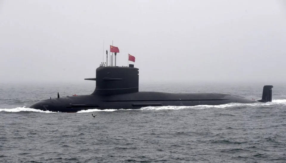 Photo taken during a Chinese naval review in the eastern port city of Qingdao on April 23, 2019, shows the nuclear attack submarine