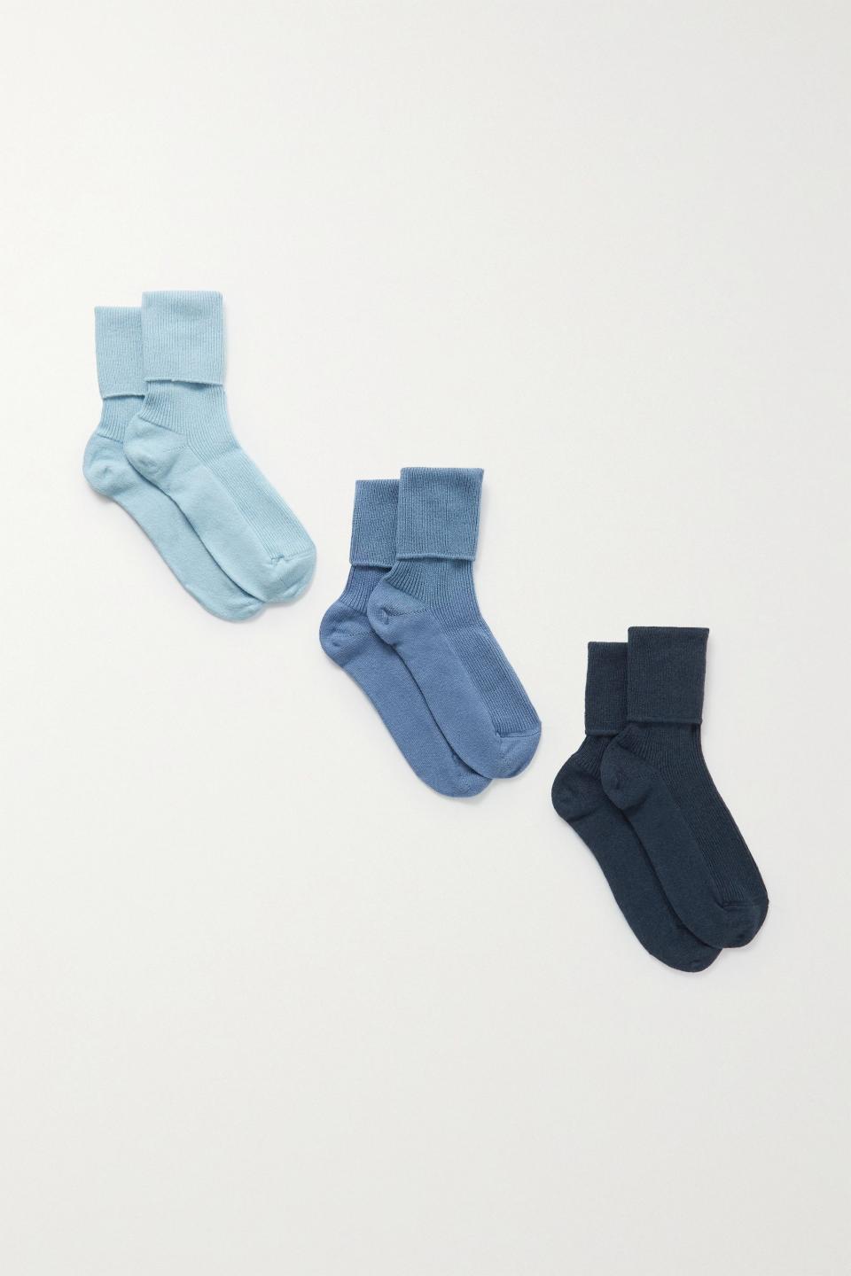 Set of Three Ribbed Cashmere-Blend Socks