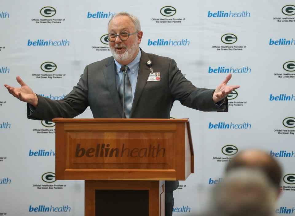 Bellin Health CEO Scott Rathgaber addresses guests Feb. 27 during a ribbon-cutting ceremony at the Bellin Health Surgery and Specialty Center in Green Bay.