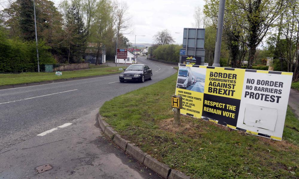 Anti-Brexit posters near border