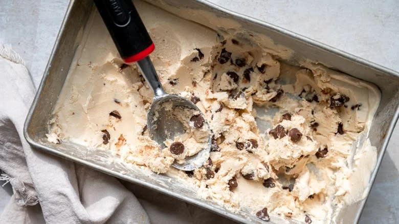 pan of homemade ice cream