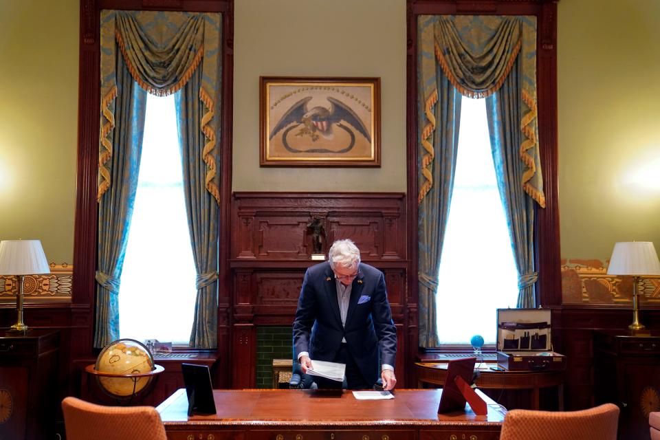 Gov. Phil Murphy photographed in his office in Trenton on Sept. 26, 2023.