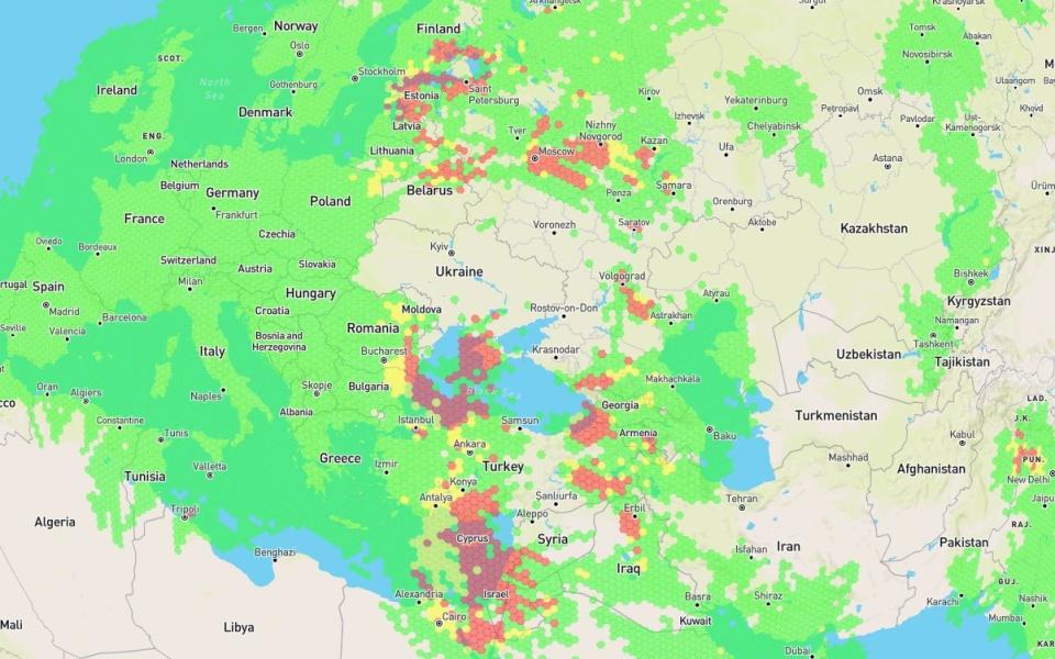 Map showing where flights were targeted