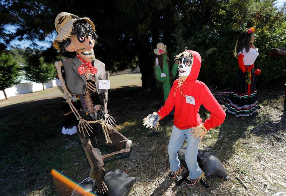 Cambria’s famous scarecrows are spread out from Cambria to San Simeon to the north. These scarecrows are at the 1700 block of Main Street.