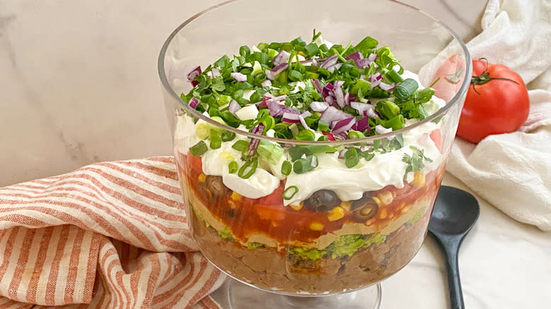 seven layer dip in bowl