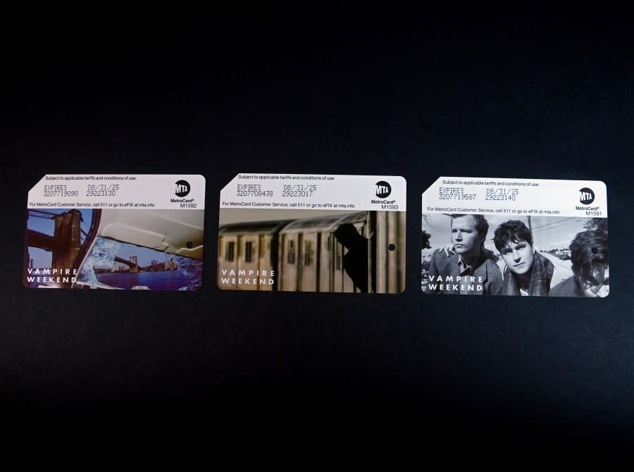 Commemorative “Vampire Weekend” MetroCards on Thursday, May 16, 2024. (Marc A. Hermann / MTA)