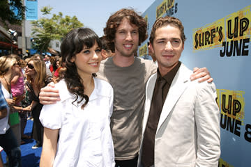 Zooey Deschanel , Jon Heder and Shia LaBeouf at the premiere of Columbia Pictures' Surf's Up