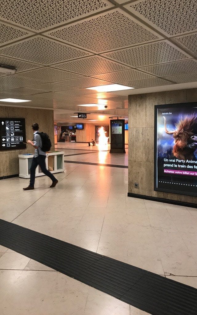 An image shared on Twitter alleging to show the scene at Brussels Central Station on Tuesday night - Credit: Rémy Bonnaffé / Twitter