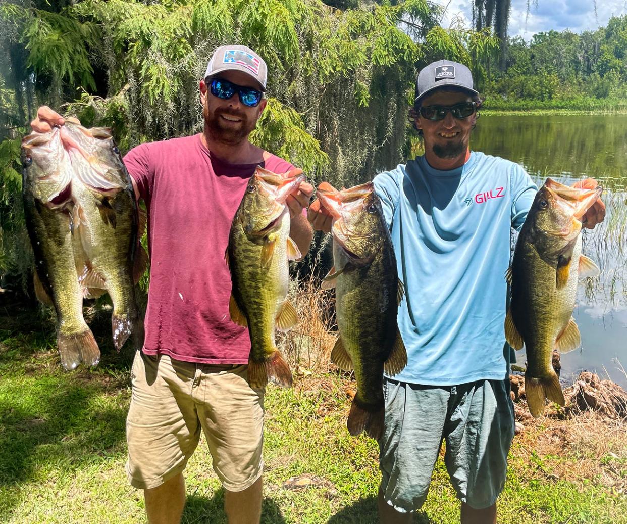 Billy Bechard, left, abd Corey Ash had 18.27 pounds to win the Xtreme Bass Series Central Florida Division tournament August 21 on Lake Marion. 