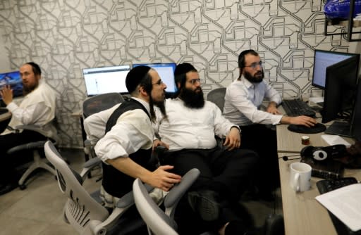 At Bizmax, a shared workspace, all the entrepreneurs are ultra-Orthodox Jews, a rarity in a community where many men shun work for religious study