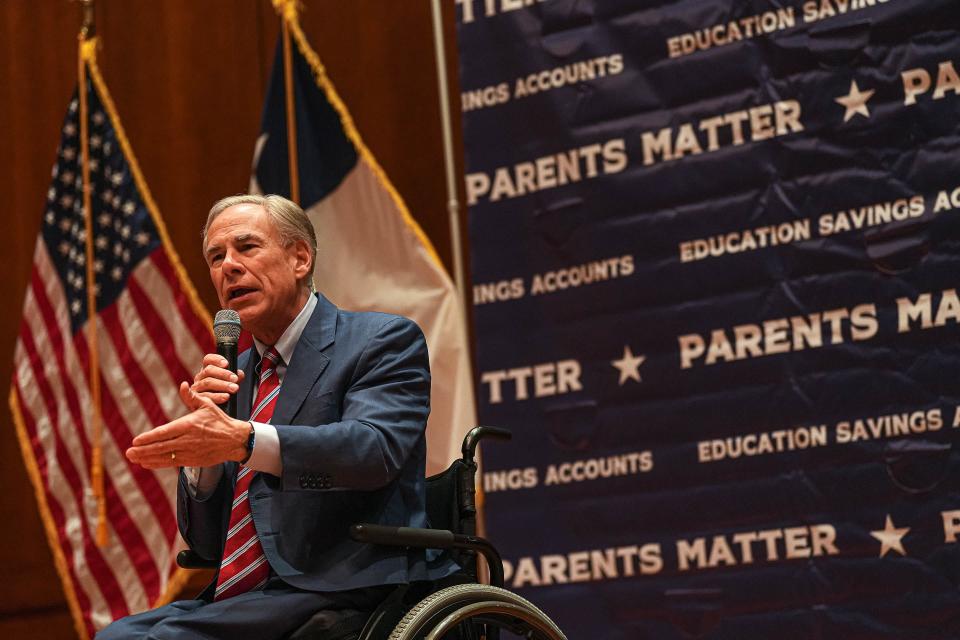 Gov. Greg Abbot speaks at a Parent Empowerment Rally at the Capitol on Oct. 16. The governor has said he will call another special session if the current one doesn't pass a school choice bill.