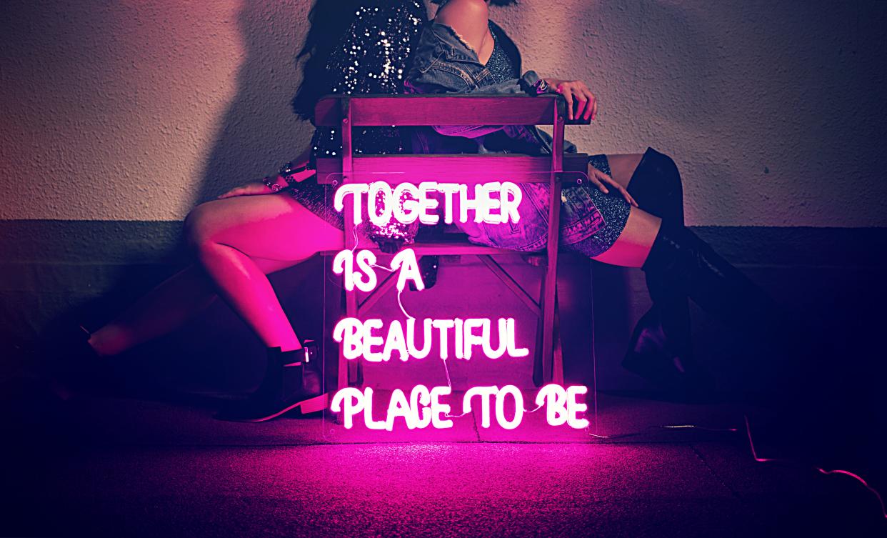 “Together is a beautiful place to be” is one of the neon signs available for rent by Confetti Dreams. (Photo: Confetti Dreams)