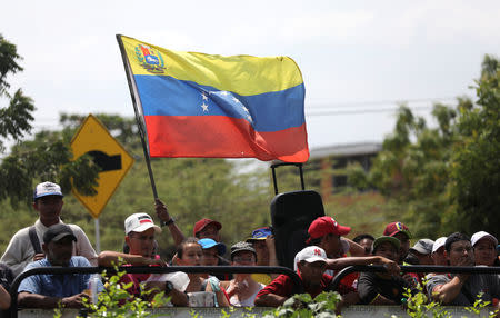A Venezuelan flag waves as U.S. Senator Marco Rubio visits the Colombia-Venezuela border at the Simon Bolivar International Bridge on the outskirts of Cucuta, Colombia February 17, 2019. REUTERS/Luisa Gonzalez