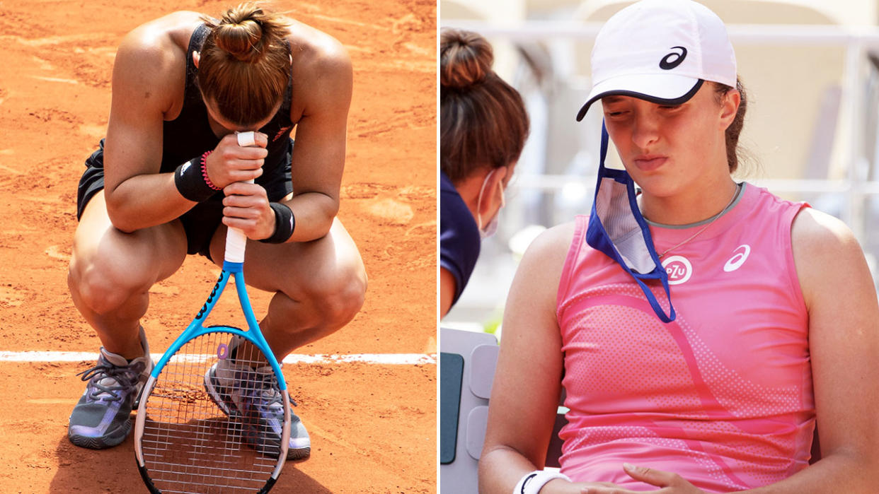 Maria Sakkari and Iga Swiatek, pictured here in action at the French Open.