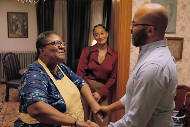 <p>Amazon/Orion Pictures</p> Myra Lucretia Taylor, Tracee Ellis Ross, and Jeffrey Wright in 'American Fiction'