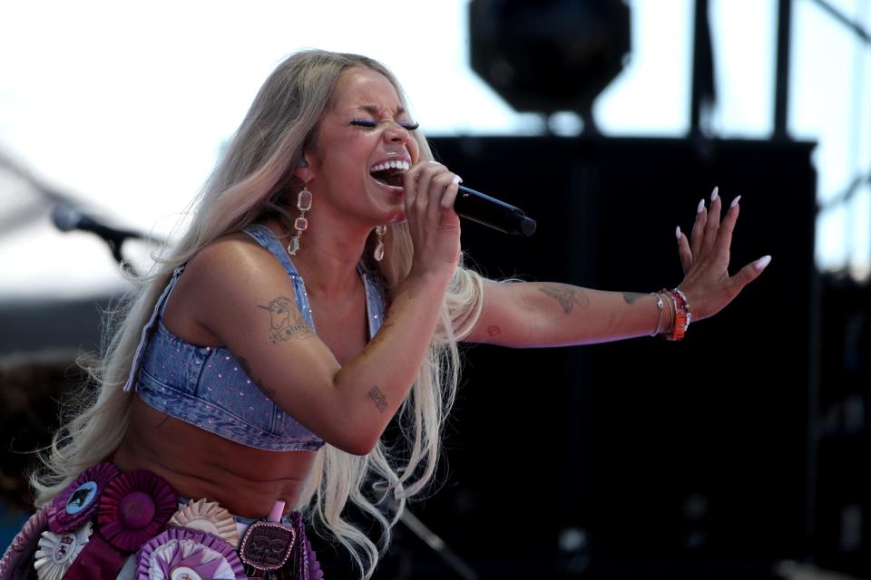 Tanner Adell performs on the Mane Stage during Stagecoach in Indio, Calif., on Saturday, April 27, 2024.