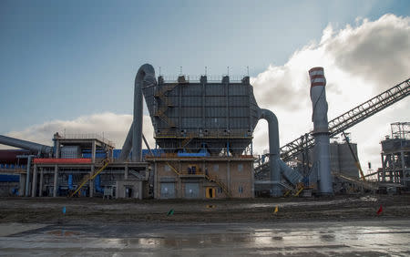 A general view of the cement plant built jointly by Chinese Gezhouba Group and Kazakh firm Corporation DANAKE during its opening ceremony on the outskirts of the village of Shieli, southern Kazakhstan December 11, 2018. REUTERS/Mariya Gordeyeva