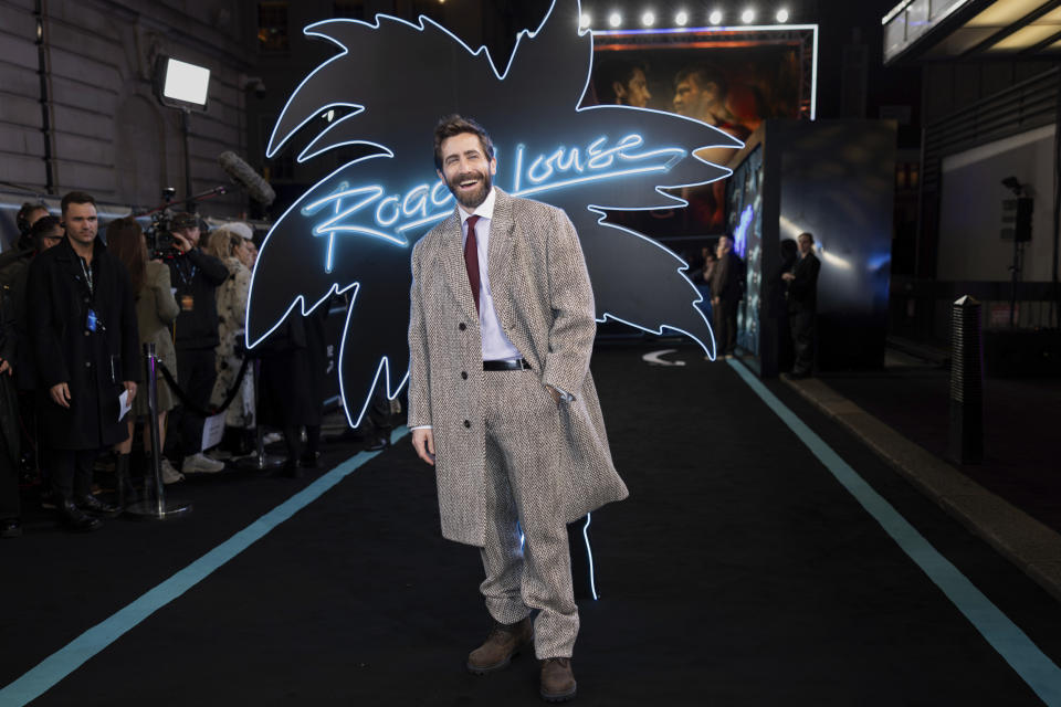 Jake Gyllenhaal poses for photographers upon arrival at the premiere for the the film 'Road House' in London, Thursday, March 14, 2024. (Photo by Vianney Le Caer/Invision/AP)