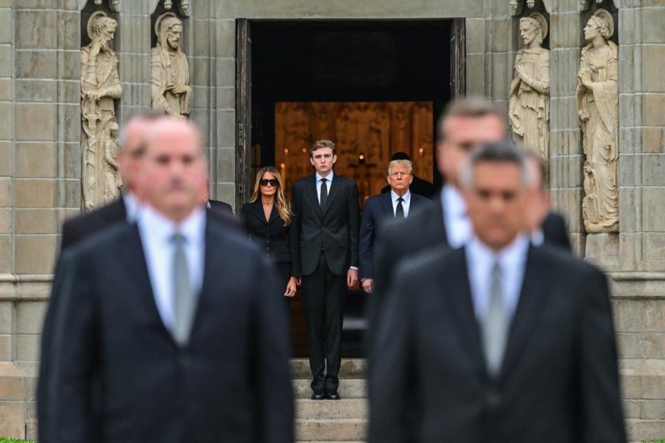 The Trump family attended Melania's mother's funeral in January (AFP via Getty Images)