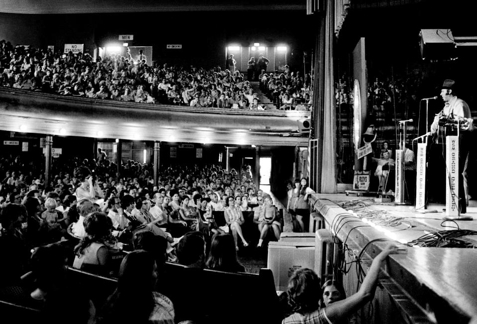 Hank Williams Jr. performs during a Grand Ole Opry show at the Ryman Auditorium in July 21, 1973. The Ryman hosted the weekly shows for 31 years.