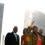 President Barack Obama and first lady Michelle Obama are joined by daughters Malia (second from right) and Sasha, right, and mother-in-law Marian Robinson, fourth from left, on Oct. 16, 2011. At left is Bernice King, the daughter of Martin Luther King Jr., and Harry Johnson, president and CEO of the Martin Luther King, Jr. National Memorial Project Foundation.