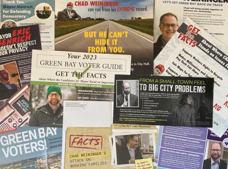 A sample of mailings sent to Green Bay residents for the 2023 mayor's race.