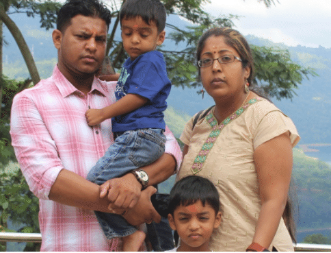 Shanty Thivakaran, husband Thiva Maheswaran and their son Athiran are pictured June 27, 2017 on vacation in Sri Lanka. They had to repurchase plane tickets after they weren't allowed on their original Air Canada flight.