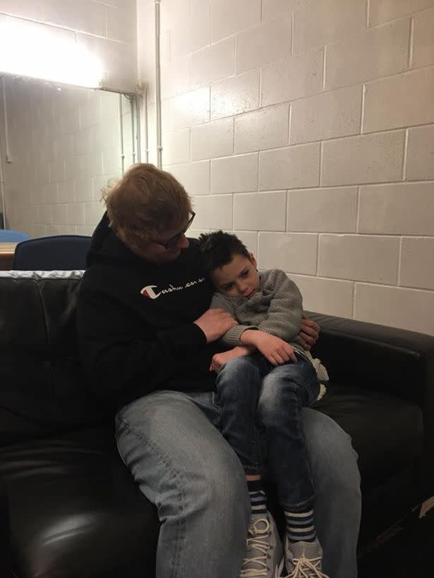 Ed cuddled Ollie and was moved by his story.