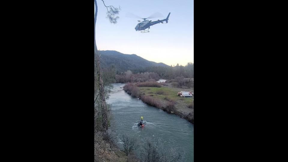 A woman was rescued after her SUV crashed into a rushing river, California officials said.