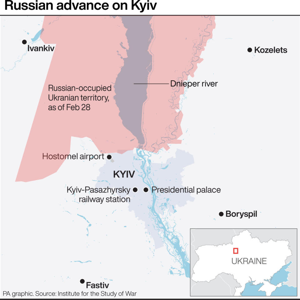 The Russian's advance on Kyiv has not gone to plan, with the city holding firm (PA)