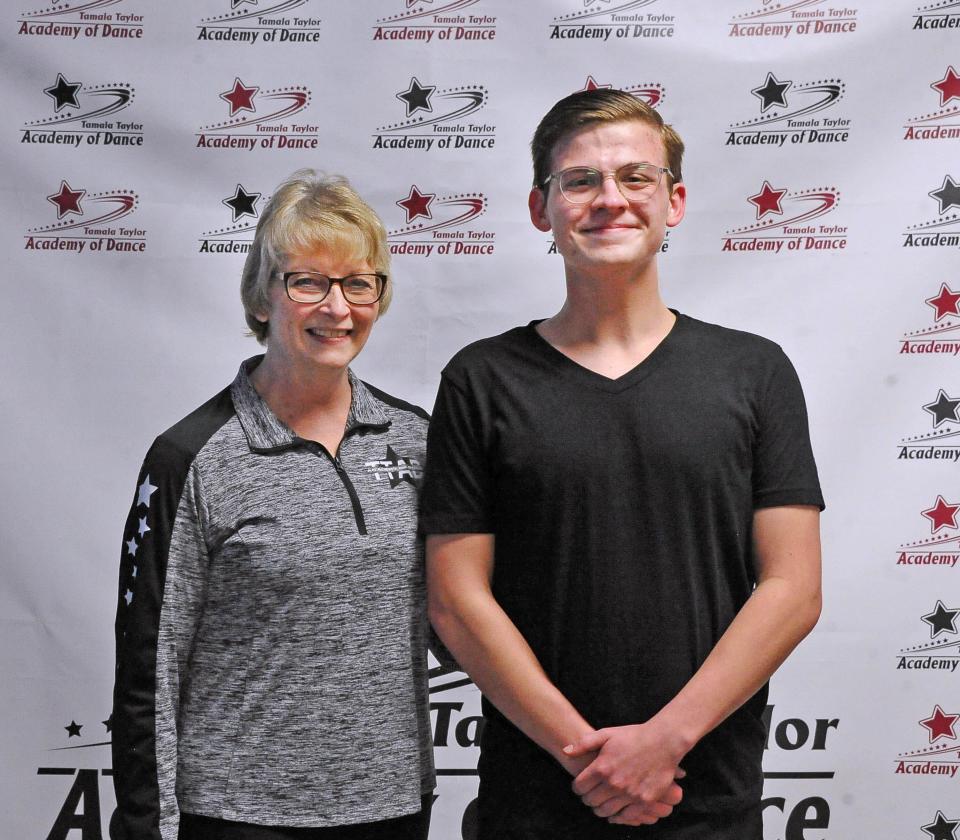 Tamala Taylor, left, owns Academy of Dance in Wooster, and has been teaching Max Stavnezer. She says, "He's a very good motivator for our students."